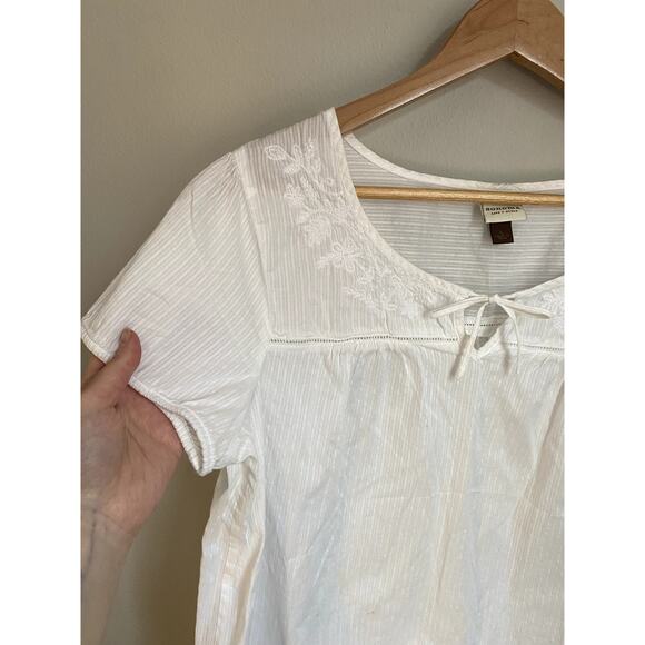 Sonoma Embroidered Cotton Cream Peasant Blouse Large Boho Coastal Cowgirl Dainty - Picture 3 of 6
